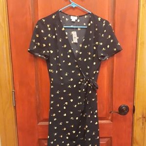 J.Crew Factory Lemon Print Wrap Dress 6